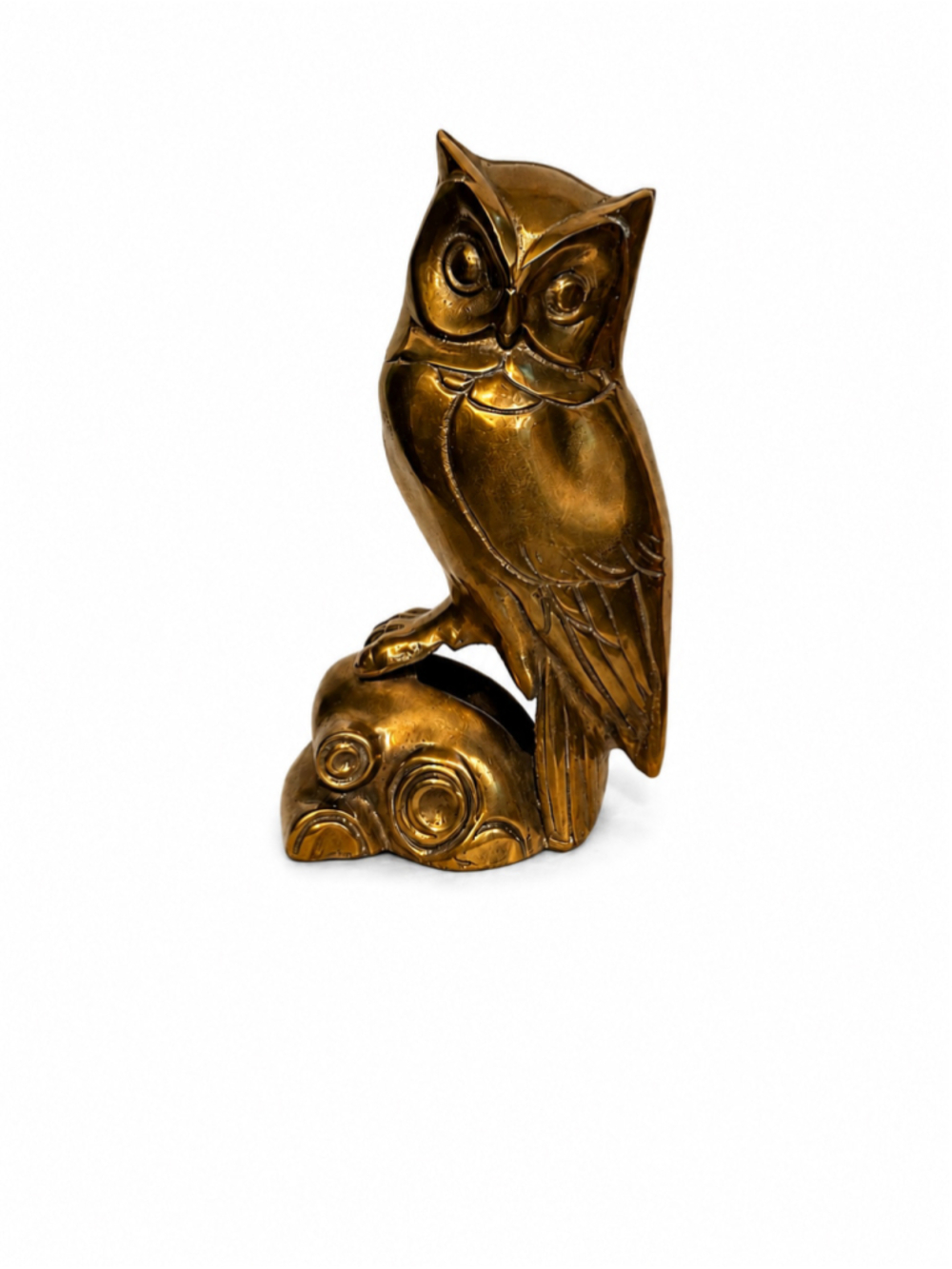 Vintage Mid Century Cast Brass Owl Figurine | 6” MCM | Hollywood Regency Decor